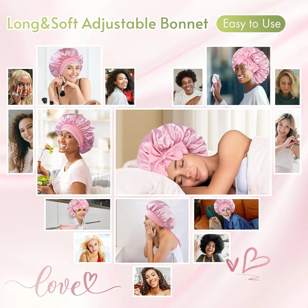 Bonnet en Satin Ajustable – Protection Nuit pour Braids