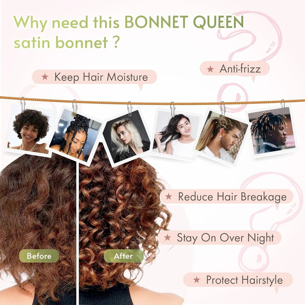 Bonnet en Satin Ajustable – Protection Nuit pour Braids