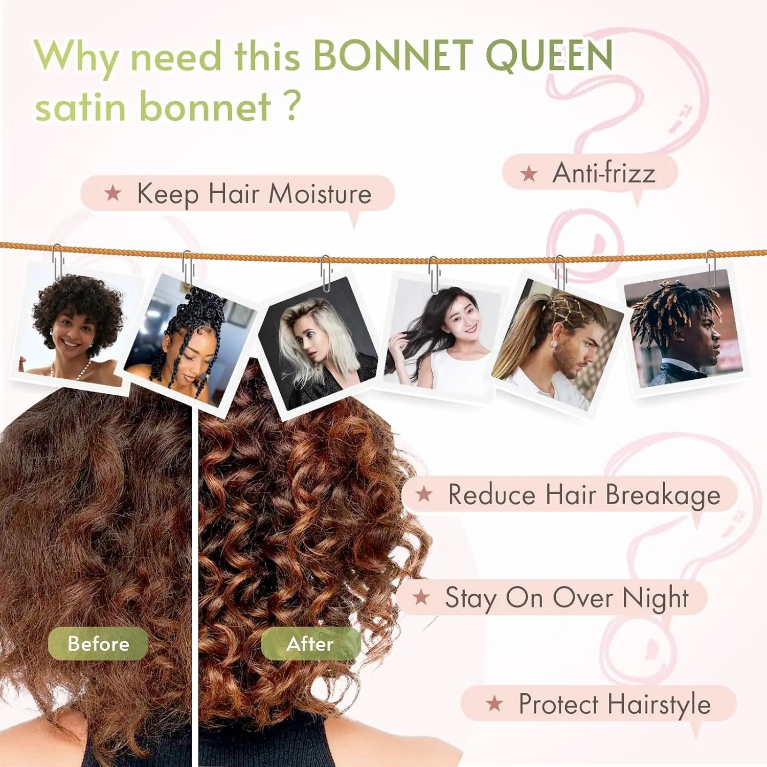 Bonnet en Satin Ajustable – Protection Nuit pour Braids