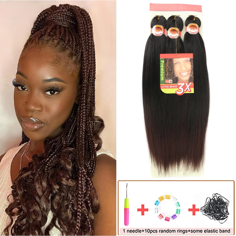 Mèches Pré-Étirées 26″ – 3 Paquets